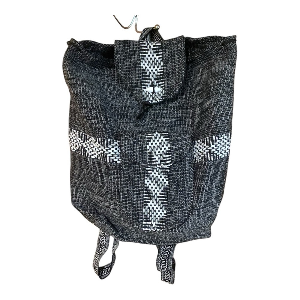 Boho Handmade Backpack Black White